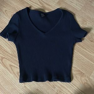 shein xs ribbed navy top